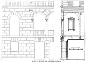 Ingresso principale e loggia sulla 38ª strada, Fraternity Clubs Building, New York City, 1924