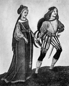 Costume maschile e femminile, fine XV-inizio XVI secolo, 1910 da Unbekannt