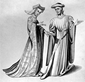 Abbigliamento maschile e femminile, fine XIV-inizio XV secolo, 1910