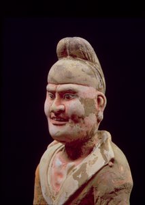 Uomo che viaggia lungo la Via della Seta, dettaglio del busto, cinese, dinastia Tang (618-906) (terracotta) da Unbekannt
