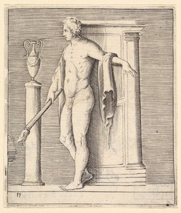 Uomo con Torcia alla Porta del Tempio da Unbekannt