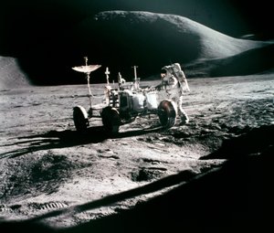 Volo spaziale con equipaggio, USA, Apollo 15 astronauta James Irwin, con il Lunar Rover da Unbekannt