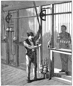 Produzione di lampadine elettriche, c1883 da Unbekannt