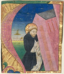 Illustrazione manoscritta con San Domenico che salva la Chiesa di San Giovanni