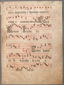 Foglio di manoscritto, da un graduale, italiano, prima metà del XIV secolo da Unbekannt