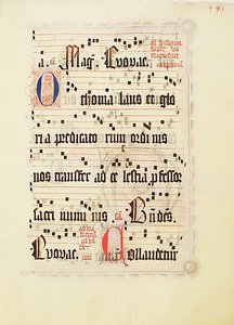 Foglio di manoscritto, da un antifonario, tedesco, secondo quarto del XV secolo