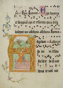 Foglio di Manoscritto con Iniziale A, da un Graduale, Tedesco, secondo quarto del XV secolo da Unbekannt