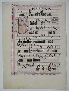 Foglio di manoscritto con iniziale B, da un antifonario, tedesco, secondo quarto del XV secolo da Unbekannt