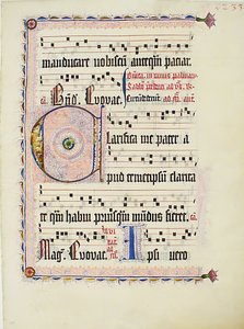 Foglio di manoscritto con iniziale C, da un Antifonario, tedesco da Unbekannt