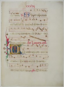 Foglio di manoscritto con iniziale C, da un Antifonario, italiano da Unbekannt