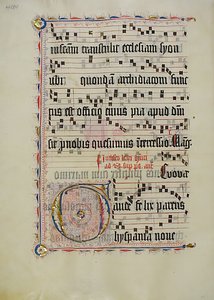 Foglio di manoscritto con iniziale G, da un antifonario, tedesco, secondo quarto del XV secolo da Unbekannt