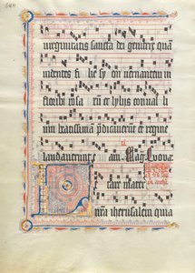 Foglio di manoscritto con iniziale L, da un antifonario, tedesco, secondo quarto del XV secolo da Unbekannt
