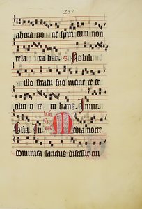 Foglio di manoscritto con iniziale M, da un antifonario, tedesco, secondo quarto del XV secolo
