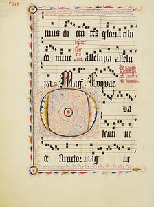 Foglio di manoscritto con iniziale O, da un antifonario, tedesco da Unbekannt