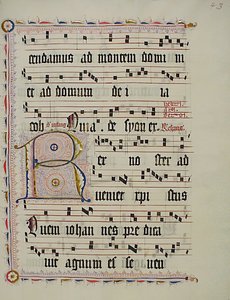 Foglio di manoscritto con iniziale R, da un antifonario, tedesco, secondo quarto del XV secolo da Unbekannt