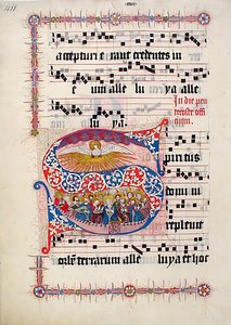 Foglio di manoscritto con iniziale S, da un Graduale, tedesco, secondo quarto del XV secolo da Unbekannt