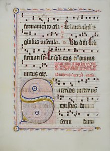 Foglio di manoscritto con iniziale S, da un antifonario, tedesco, secondo quarto del XV secolo da Unbekannt