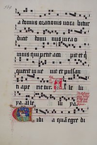 Foglio di manoscritto con iniziale V, da un Graduale, tedesco da Unbekannt