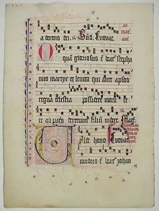 Foglio di manoscritto con iniziale V, da un antifonario, tedesco, secondo quarto del XV secolo da Unbekannt