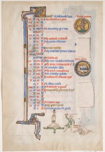 Foglio di manoscritto con calendario di giugno, da un Salterio Reale, britannico, XIII secolo da Unbekannt