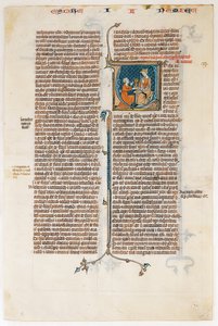 Foglio di manoscritto con apertura del Libro di Neemia, da una Bibbia, ca. 1280-1300 da Unbekannt