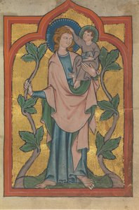 Foglio di manoscritto con San Cristoforo che porta Cristo, tedesco o svizzero, inizio XIV secolo