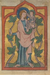 Foglio di manoscritto con San Cristoforo che porta Cristo
