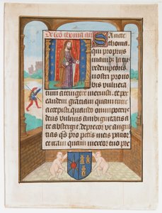 Foglio di manoscritto con San Tommaso, da un Libro d