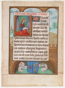 Foglio di manoscritto con Santa Dorotea, da un Libro d