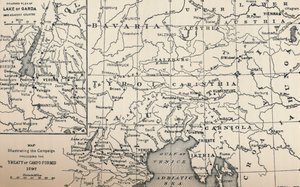 Mappa che illustra la campagna precedente il Trattato di Campo-Formio, 1797, 1896