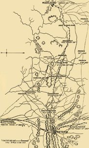 Mappa che illustra il movimento verso est da Eerstefabrieken a Middelburg da Unbekannt