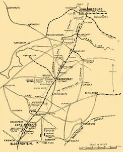 Mappa che Mostra le Linee di Avanzamento da Bloemfontein a Pretoria da Unbekannt