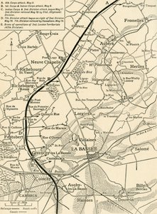 Mappa che illustra le Operazioni del Primo Esercito..., Prima Guerra Mondiale, 1915, c1920 da Unbekannt