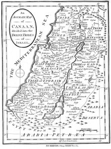 Mappa di Canaan divisa nelle dodici tribù di Israele, c1830 da Unbekannt