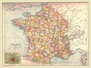 Mappa della Francia, 1902