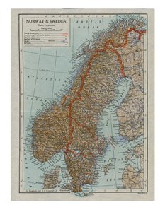 Mappa di Norvegia e Svezia da Unbekannt