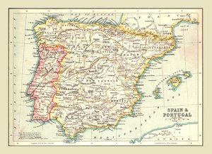 Mappa di Spagna e Portogallo, 1902 da Unbekannt