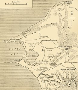Mappa della Baia di Suvla, penisola di Gallipoli, Prima Guerra Mondiale, 1915, c. 1920 da Unbekannt