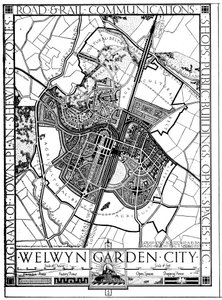 Mappa di Welwyn Garden City, Hertfordshire, Inghilterra, 1926 da Unbekannt