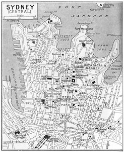 Mappa del centro di Sydney, Nuovo Galles del Sud, Australia, c. 1924 da Unbekannt