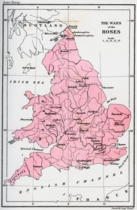 Mappa delle Guerre delle Rose, XV secolo, 1893