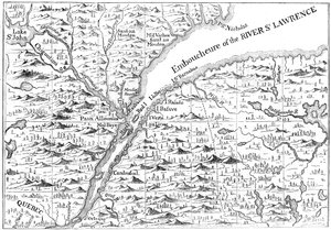 Mappa del corso del fiume San Lorenzo fino a Quebec, 1730 c1880 da Unbekannt