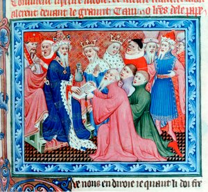 Marco Polo, viaggiatore e mercante veneziano che incontra Kublai Khan, XIII secolo da Unbekannt