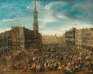 Scena di mercato sulla Grand Place a Bruxelles, c. 1670 da Unbekannt