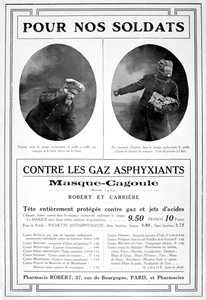 Masque cagoule Pubblicità della maschera antigas, 1915 da Unbekannt