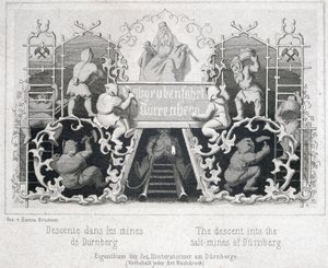 Miniera di sale: la discesa nelle miniere di sale di Durrnberg, Austria, verso 1850