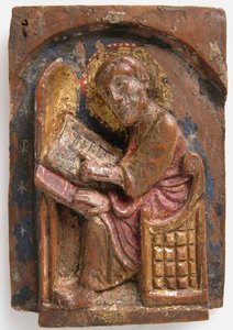 Miniatura in rilievo di San Luca al suo tavolo di scrittura, 1200-1225 da Unbekannt