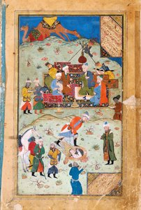 Miniatura dalla leggenda di Yusuf e Zalikha di Giuseppe e la moglie di Potifar di Jami da Unbekannt