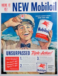 Pubblicità di olio motore Mobiloil, 1949 da Unbekannt