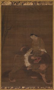Monju da bambino che cavalca un leone, 1392-1573 da Unbekannt